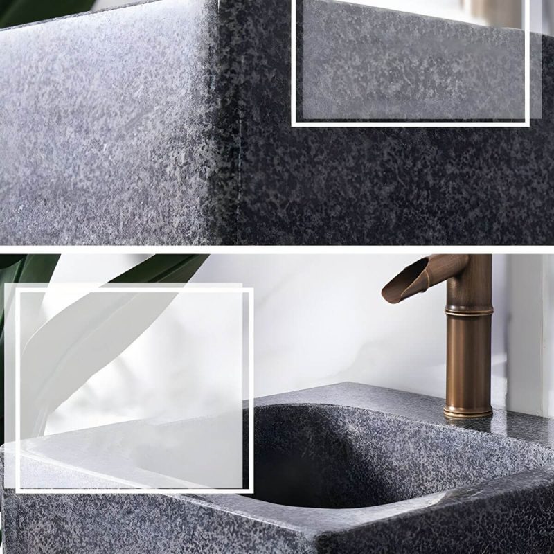 Modern Rectangular Marble Pedestal Sink - Includes Supply Lines and Pedestal - Beige