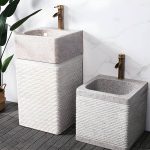 Modern Rectangular Marble Pedestal Sink - Includes Supply Lines and Pedestal - Beige