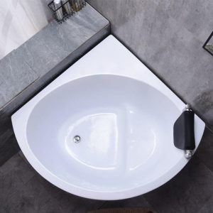 Nook Corner Bathtub with Seat in Casual Chalk Back to Wall Lucite Soaking Style, 31.5"L x 31.5"W x 25.5"H, Tub with Seats